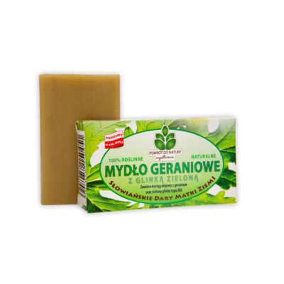 Naturalne mydło geraniowe z zieloną glinką
