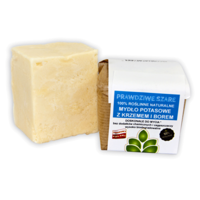 Naturalne szare mydło potasowe z krzemem i borem w kawałku 100 g