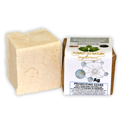 Naturalne szare mydło potasowe ze srebrem w kawałku 100 g